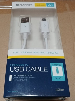 Изображение Kabel USB Platinet USB-A - microUSB 1 m Biały (PUC1MBW)