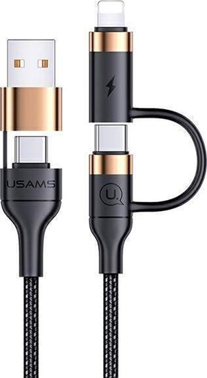 Picture of Kabel USB Usams USB-A - USB-C + Lightning 1.2 m Czarny (Usa001137)