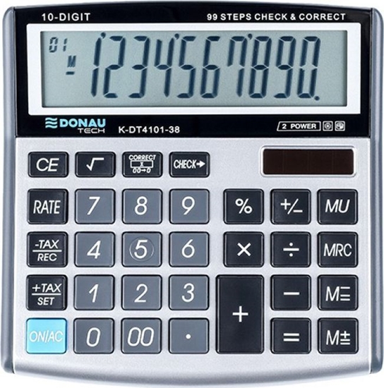 Picture of Kalkulator Donau Kalkulator biurowy DONAU TECH, 10-cyfr. wyświetlacz, wym. 136x134x28 mm, srebrny