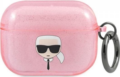 Изображение Karl Lagerfeld Etui ochronne Karl Head Glitter do AirPods Pro różowe