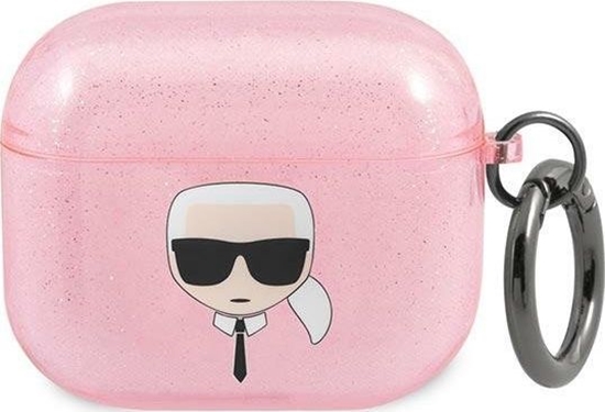 Изображение Karl Lagerfeld Etui ochronne KLA3UKHGP Glitter Karl`s Head do AirPods 3 różowe