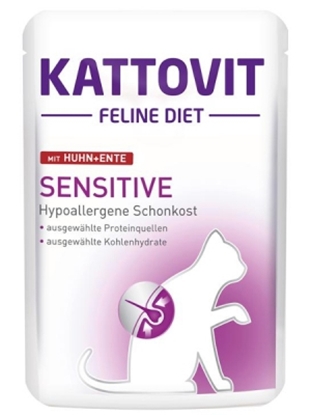 Изображение Kattovit KATTOVIT 85g sasz. SENSITIVE KURA+KACZKA wrażliwy kot nietolerancja pokarmowa