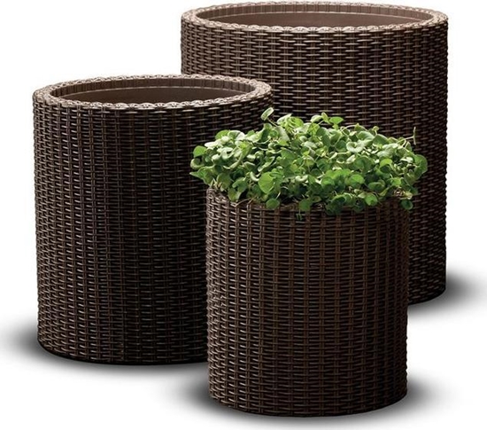 Изображение Keter Zestaw doniczek Curver CYLINDER PLANTERS S+M+L Brązowy