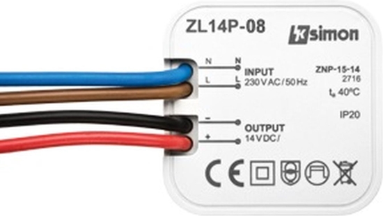 Изображение Kontakt-Simon Zasilacz LED dopuszkowy 14V DC 8W ZL14P-08 (WZ-L14P-08xxx-xxxx)