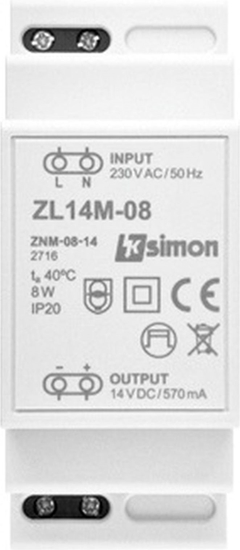 Изображение Kontakt-Simon Zasilacz LED modułowy 14V DC 8W ZL14M-08 (WZ-L14M-08xxx-xxxx)