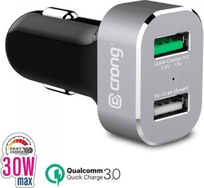 Изображение Ładowarka Crong Power 2x USB-A 3 A  (CRG-PWRC-USB30-ALU)