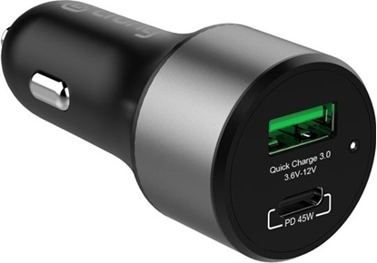 Изображение Ładowarka Crong Power Car Charger 1x USB-A 1x USB-C  (CRG-PWRC-USBC63-BLK)