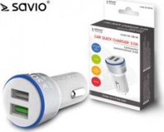 Изображение Lādētājs Savio Car Quick Charge Charger LED Diode White