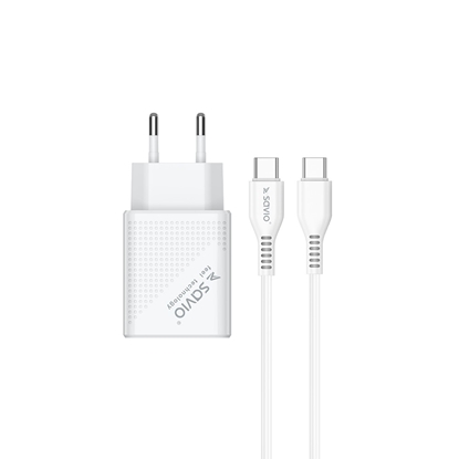 Attēls no Ładowarka sieciowa USB Quick Charge Power Delivery 3.0 18W +1m kabel USB typ C, LA-05 C