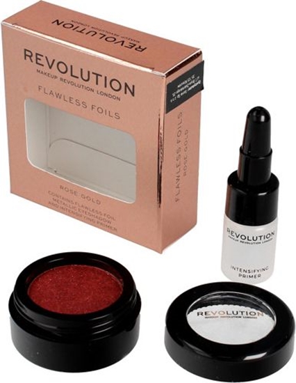 Изображение Makeup Revolution Flawless Foils Metaliczny cień do powiek + baza Rose Gold