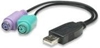 Picture of Manhattan USB-A to PS/2 Converter cable, 15cm, Male to Female, Black, Connects Two PS/2 Devices via One USB-A Port, Equivalent to USBPS2PC, Three Year Warranty, Blister