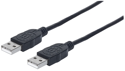 Attēls no Manhattan USB-A to USB-A Cable, 1m, Male to Male, 480 Mbps (USB 2.0), Equivalent to Startech USB2AA1M, Hi-Speed USB, Black, Lifetime Warranty, Polybag