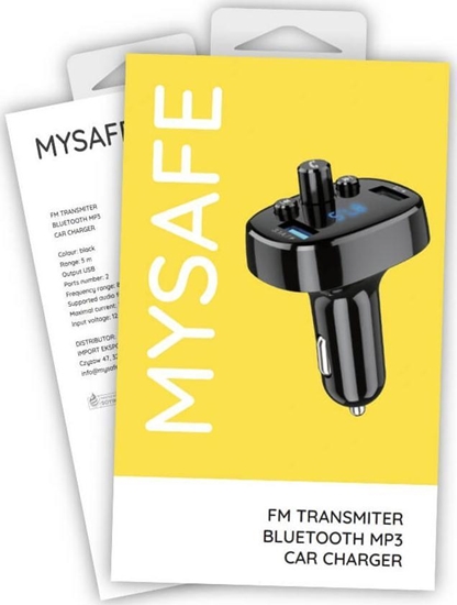 Изображение Transmiter FM Mysafe MYSAFE TRANSMITER ŁADOWARKA FMCAR CZARNY