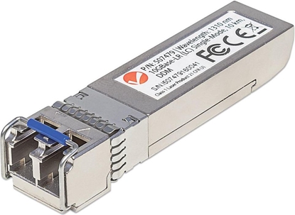 Изображение Intellinet Transceiver Module Optical, 10 Gigabit Fiber SFP+, 10GBase-LR (LC) Single-Mode Port, 10km, MSA Compliant, Equivalent to Cisco SFP+10GB-LR, Fibre, Three Year Warranty