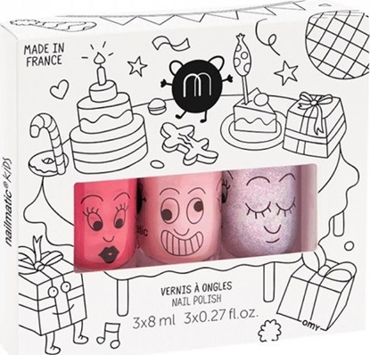 Attēls no Nailmatic Nailmatic Kids Party B zestaw lakierów do paznokci Cookie 8ml + Bella 8ml + Elliot 8ml