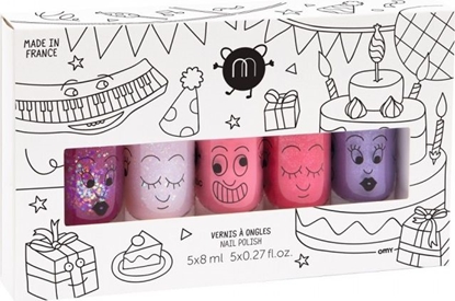 Attēls no Nailmatic Nailmatic Kids Party zestaw lakierów do paznokci Sheepy 8ml + Polly 8ml + Cookie 8ml + Kitty 8ml + Piglou 8ml