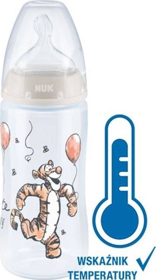 Picture of NUK 741022 BUTELKA 300ML WSKAŹNIKIEM TEMPERATURY KUBUŚ PUCHATEK SMOCZEK SILKONOWY 0-6