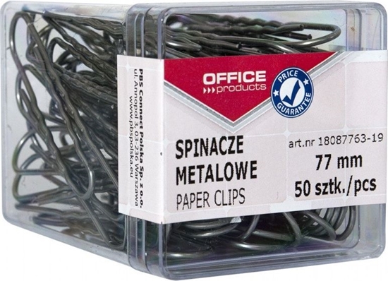 Изображение Office Products Spinacze metalowe, 77mm, w pudełku, 50szt., srebrne