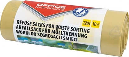 Picture of Office Products Worki na śmieci domowe OFFICE PRODUCTS, do segregacji plastiku, mocne (LDPE), 120l, 10szt., żółte