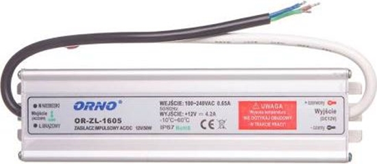 Изображение Orno Zasilacz do oświetlenia LED 90-265V AC/12V DC 50W IP67 (OR-ZL-1605)