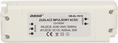 Attēls no Orno Zasilacz LED 12V DC 50W 4,2A IP20 (OR-ZL-1616)