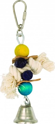Attēls no Panama Pet Panama Pet wisząca zabawka z drewna, skóry i sznurka, z dzwonkiem 17 cm
