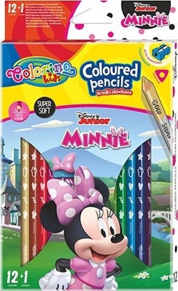 Изображение Patio Kredki ołówkowe trójkątne 12 sztuk 13 kolorów + temperówka Colorino Kids Minnie