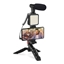 Attēls no Podstawka Platinet PLATINET VLOG 4 IN 1 SET ZESTAW DO PROWADZENIA VLOGÓW 4 W 1 MICROPHONE LIGHT PHONE HOLDER ON A TRIPOD + 3 5 JACK TO USB C ADAPTER [45596]