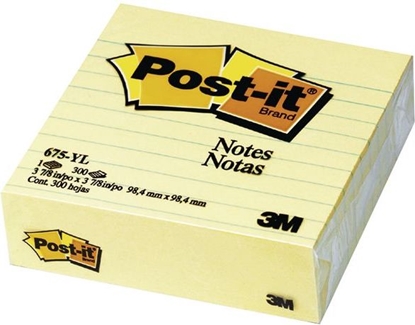 Изображение Post-it Bloczek 675-YL 100x100mm w linie, żółty (3M0257)