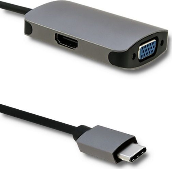 Picture of Stacja/replikator Qoltec USB-C - HDMI - VGA Szary  (50380)