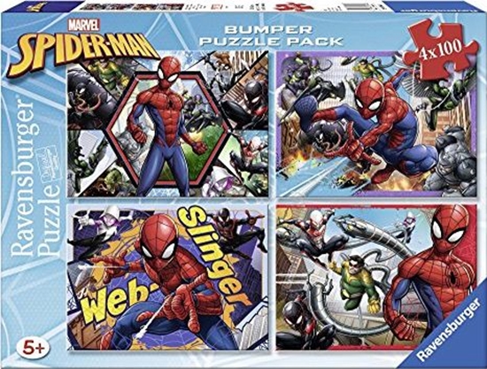 Picture of Ravensburger Ravensburger - Puzzle 4 x 100 elementów Bumper Pack, Spiderman (6914)