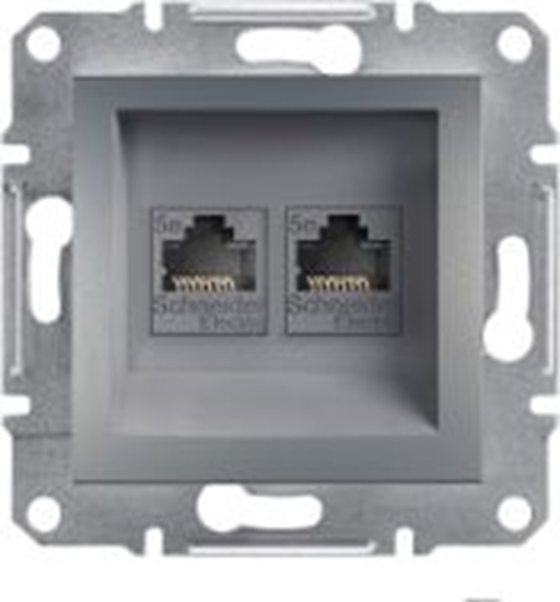 Изображение Schneider Electric Gniazdo komputerowe Asfora 2 x RJ45 kat. 5e UTP bez ramki stal (EPH4400162)