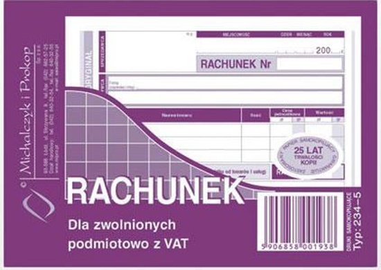 Изображение Staples Druk akcydensowy, rachunek A6 1+1 80k (DR0102)