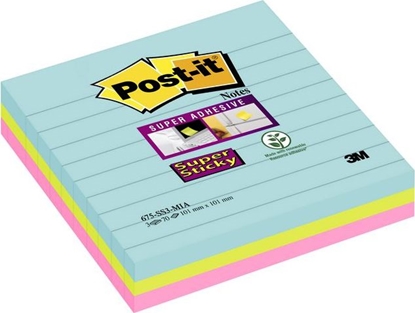 Изображение Staples Karteczki post-it super sticky xl 101x101mm linia, miami 3/p