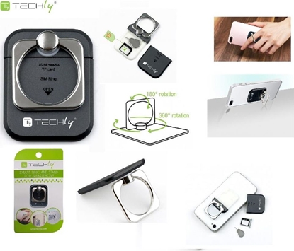 Attēls no Techly Uchwyt Techly RING HOLDER do telefonu Black