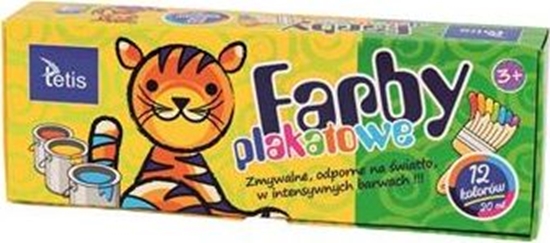 Изображение Tetis Farby plakatowe 12kol 20ml Tetis