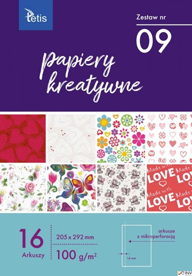 Изображение Tetis Papiery kreatywne 205x292mm 16 arkuszy zestaw nr 09 KB030-09