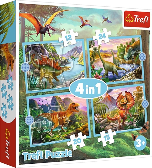 Изображение Trefl Puzzle 4w1 Wyjątkowe dinozaury TREFL