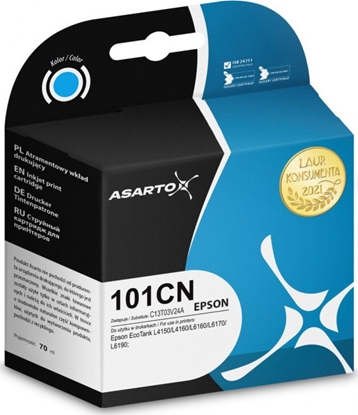 Изображение Tusz Asarto Tusz Asarto do Epson 101CN | C13T03V24A | 70 ml | cyan