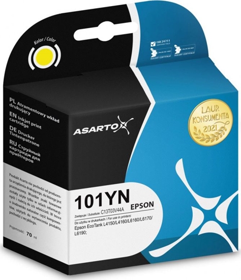 Picture of Tusz Asarto Tusz Asarto do Epson 101YN | C13T03V44A | 70 ml | yellow