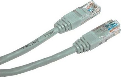 Изображение UTP patchcord, Cat.6, RJ45 M-3m, nieekranowany, krzyżowy, szary, do połączenia 2 PC economy