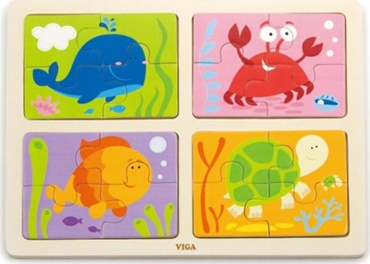 Picture of Viga Toys VIGA Drewniane Puzzle Zwierzęta Morskie 4w1