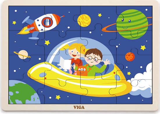 Picture of Viga Viga 51457 Puzzle na podkładce 16 elementów - Kosmos