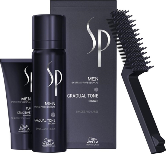 Picture of Wella WELLA PROFESSIONALS_SET SP Men Gradual Tone Brown zestaw do stopniowej eliminacji siwizny pianka pigmentująca 60ml + łagodny szampon 30ml + szczoteczka