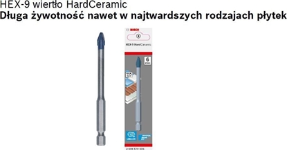 Attēls no Wiertło Bosch BOSCH WIERTŁO HEX-9 HARD CERAMIC 5 x 90 B2608579505