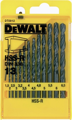 Изображение Wiertło Dewalt do metalu HSS walcowe 1,5 2 4,5 4 5,5 5 4,8 3 2,5 3,5 6 3,2 6,5mm zestaw (DT5912-QZ)