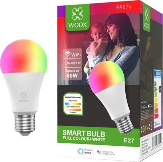 Изображение Woox SMART LED WI-FI ŻARÓWKA KOLOROWA RGBW 10W E27 806LM