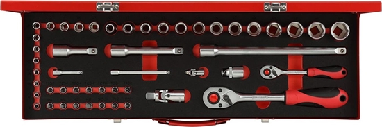 Picture of Zestaw narzędzi Gedore Gedore Red socket set 1/4 "+ 1/2", 49 pieces (red, with 2 switching creaking, SW 4mm - 24mm)