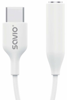 Изображение Savio USB-C Male - 3.5 mm Female White