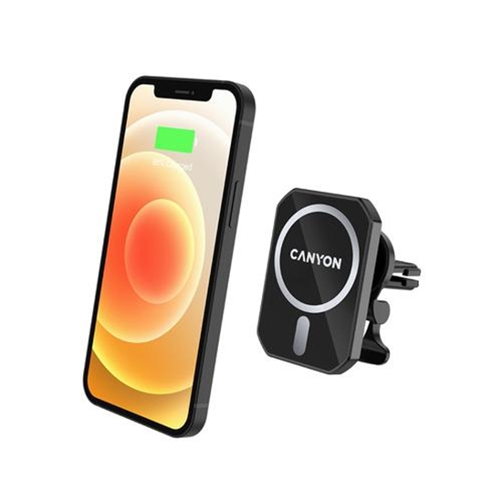 Изображение Magnetic car holder and wireless charger, C-15-01, 15W，Input: USB-C: 5V/2A, 9V/3A;Output: 5W, 7.5W,